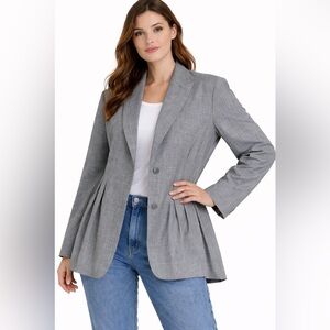 FARM Rio Gray Tailored Blazer – Oversized Two-Button Jacket